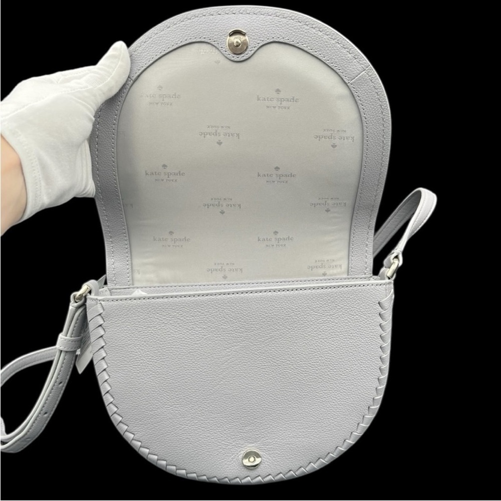 NWT Kate Spade Luna Crescent Gray Crossbody Shoulder Purse Suede & Leather - Picture 3 of 14